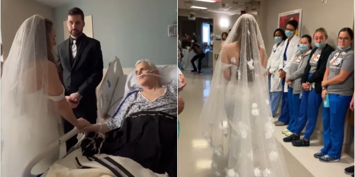 Mujer celebra su boda en un hospital para que su padre pueda verla casándose