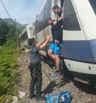 Descarrilamiento de tren FEVE en Asturias por ganado en la vía