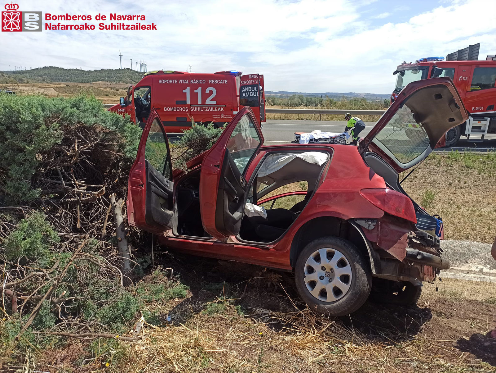 Accidente de tráfico en la AP-15 a la altura de Tafalla