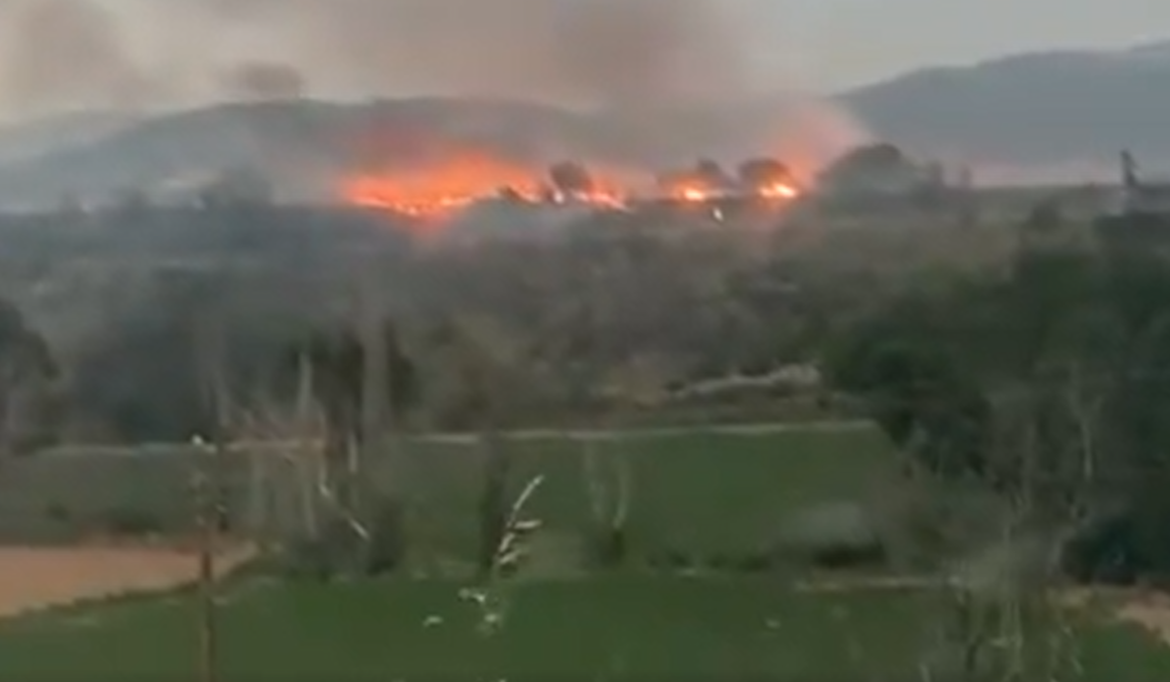 Un rayo incendia un campo de cereal en Obanos, Navarra